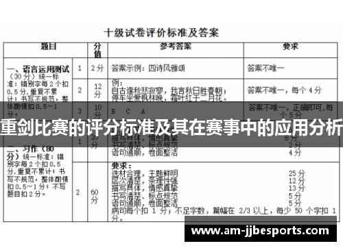 重剑比赛的评分标准及其在赛事中的应用分析 重剑比赛的评分标准及其在赛事中的应用分析